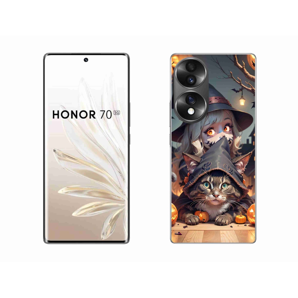 Gélový kryt mmCase na Honor 70 - čarodejnica s mačkou