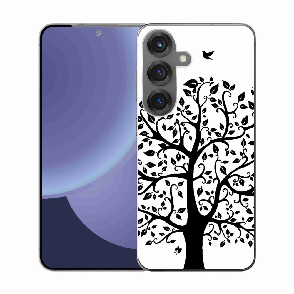 Gélový kryt mmCase na Samsung Galaxy S25 - čiernobiely strom