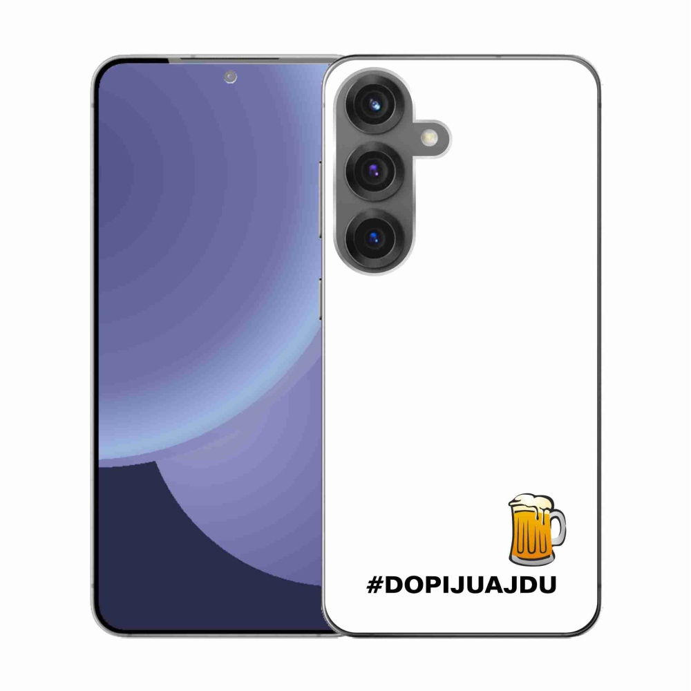 Gélový kryt mmCase na Samsung Galaxy S25 - pivný motív 1 biele pozadie
