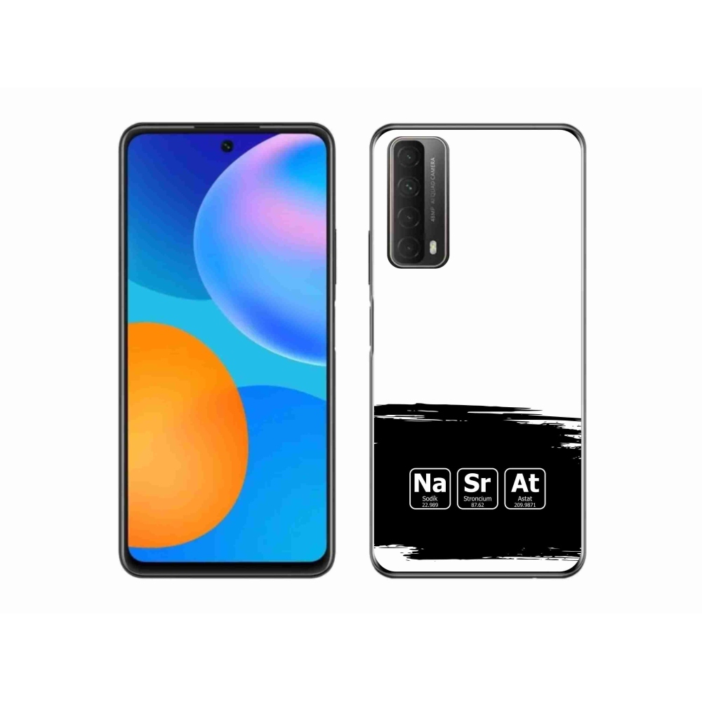 Gélový kryt mmCase na Huawei P Smart (2021) - chemické prvky čiernobiele pozadie