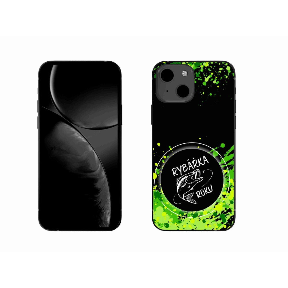 Gélový kryt mmCase na iPhone 13 6.1 - rybárka roku čierne pozadie