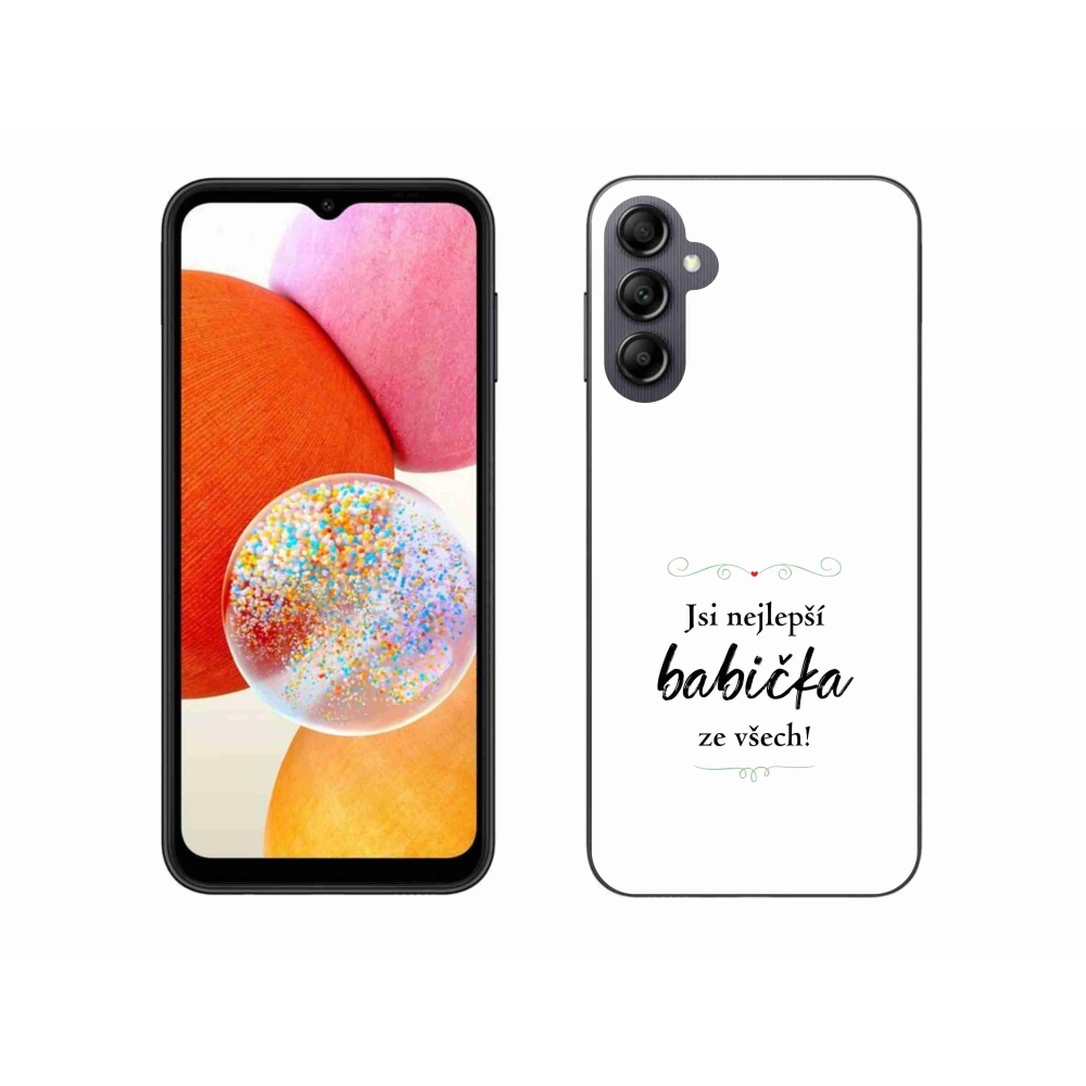 Gélový kryt mmCase na Samsung Galaxy A14 4G/5G - najlepšia babička 2 biele pozadie