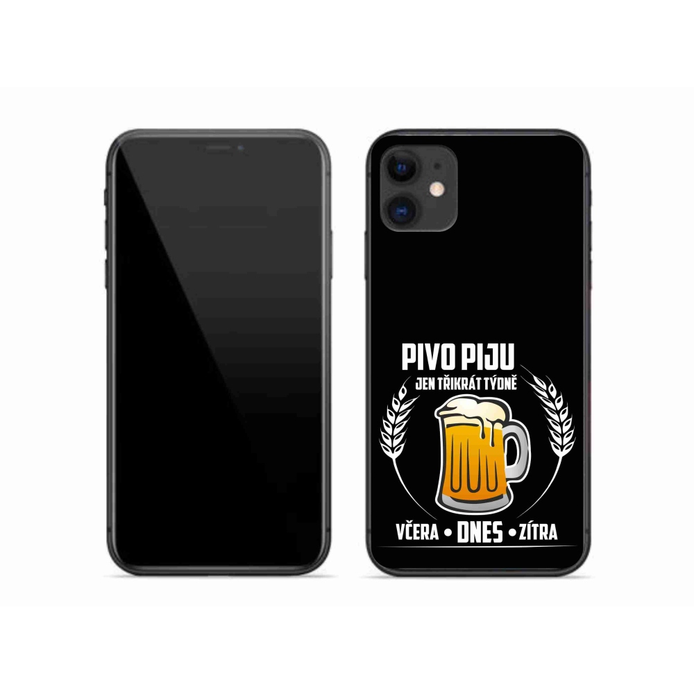 Gélový kryt mmCase na iPhone 11 - pivný motív čierne pozadie