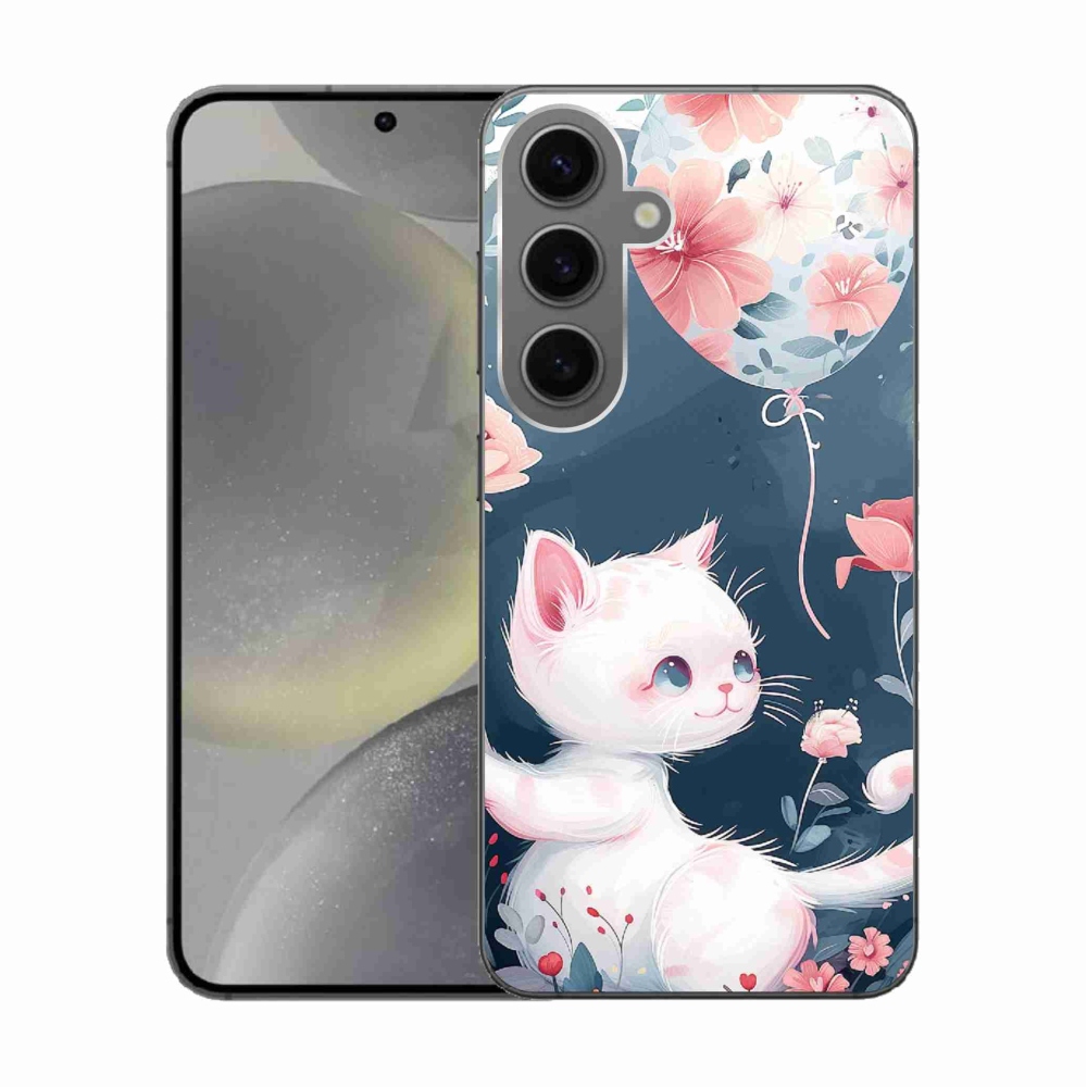 Gélový kryt mmCase na Samsung Galaxy S24 - mačiatko s balónikom