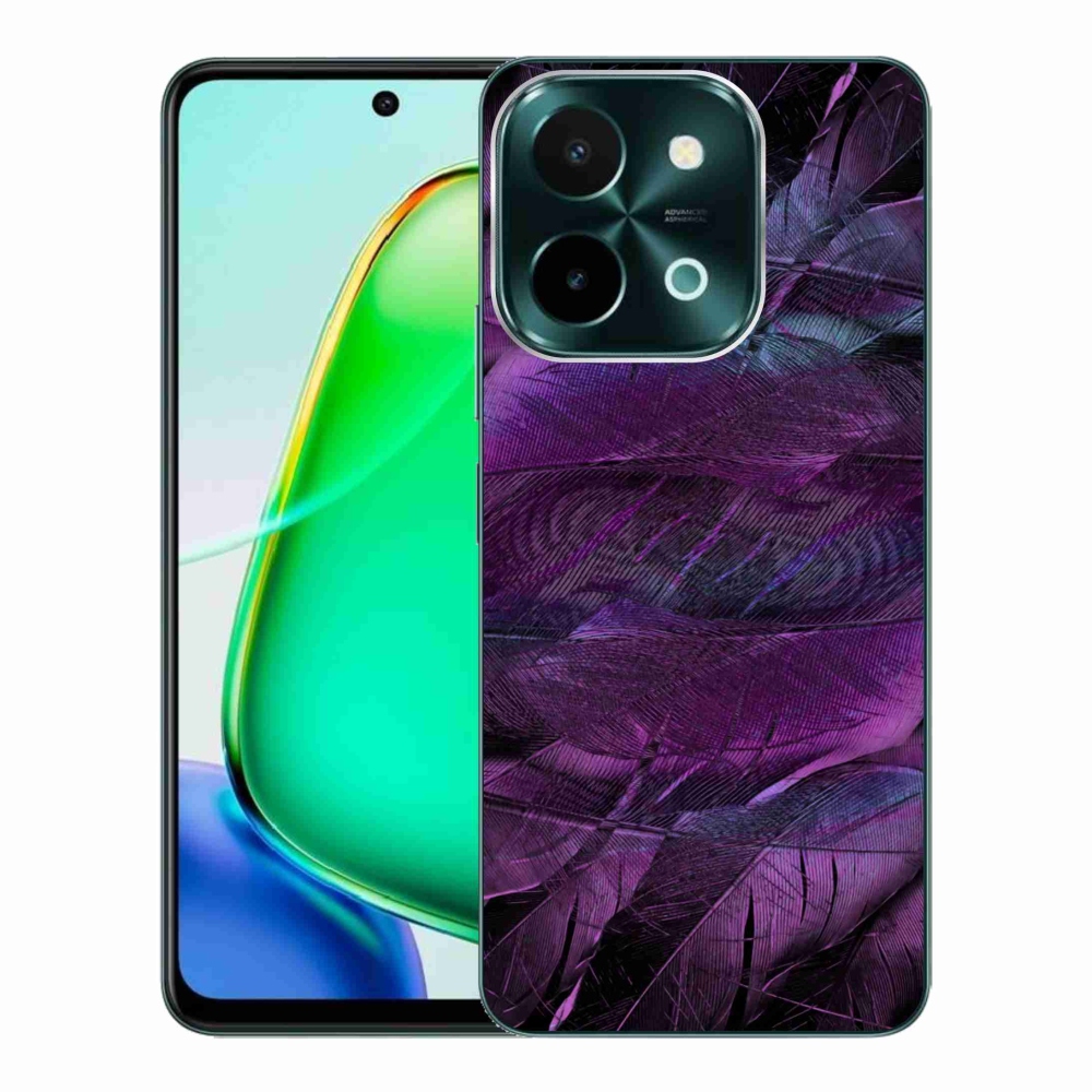 Gélový kryt mmCase na Vivo Y28 - fialové pierka
