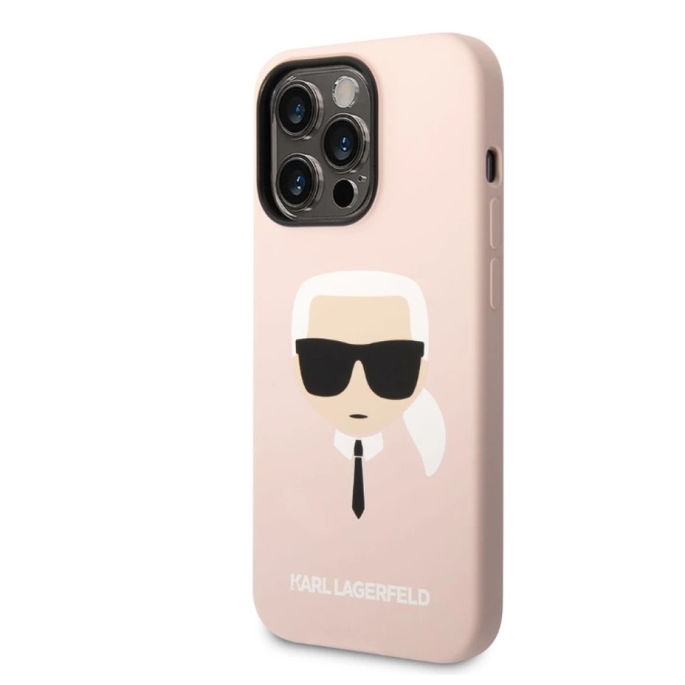 Karl Lagerfeld Liquid Silicone Karl Head kryt iPhone 14 Pro Max ružový