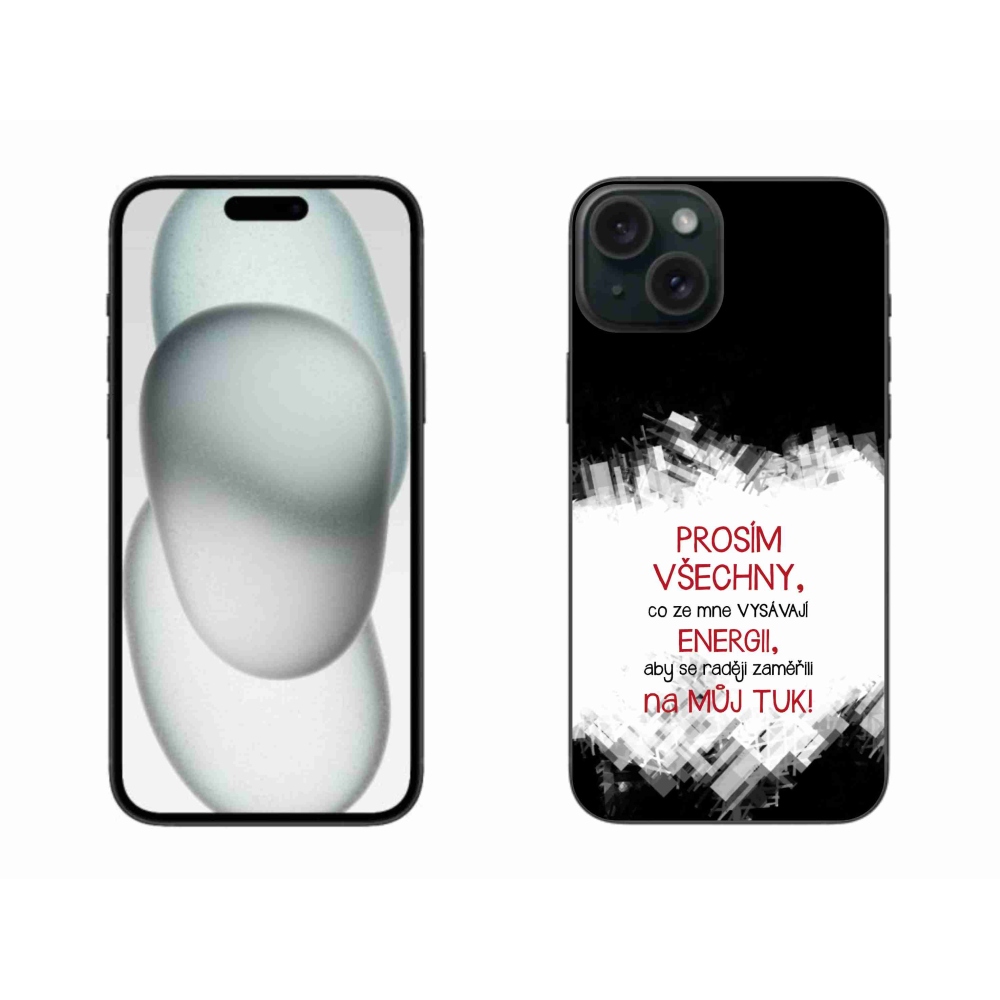 Gélový kryt mmCase na iPhone 15 Plus - vtipný text 1 červený