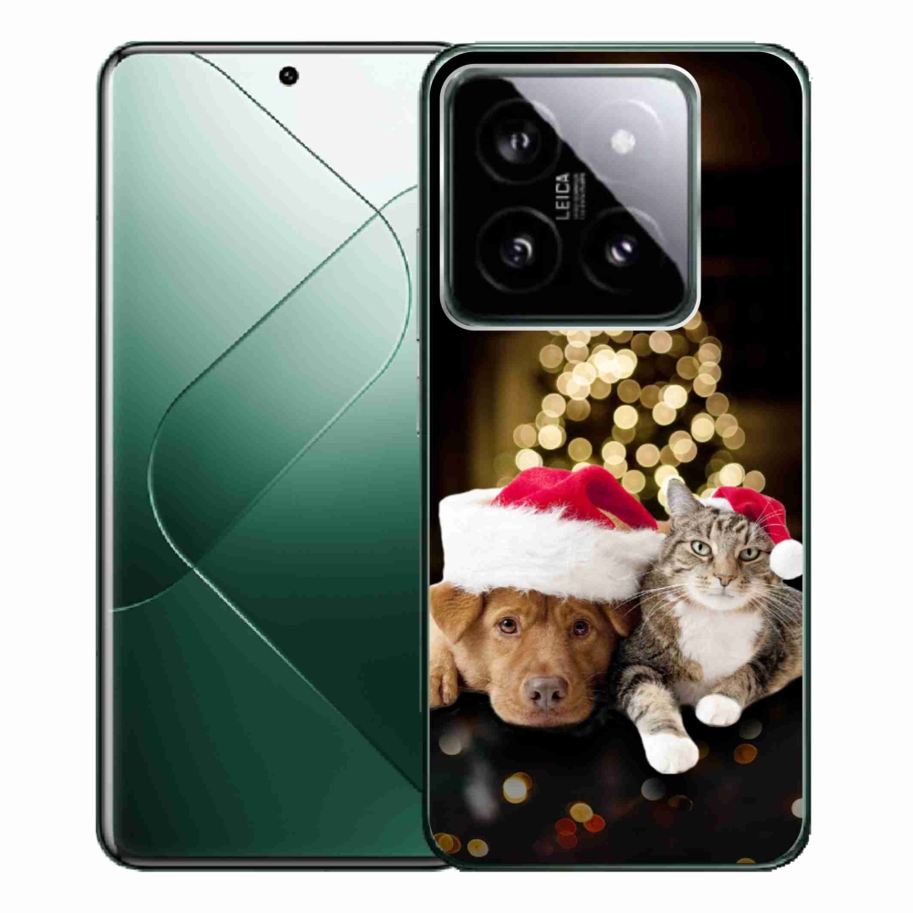 Gélový kryt mmCase na Xiaomi 14 Pro - vianočný pes a mačka