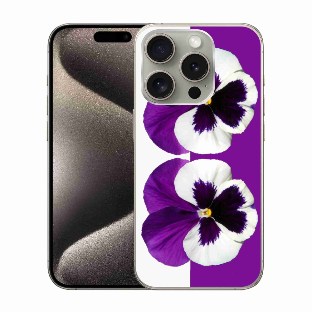 Gélový kryt mmCase na iPhone 15 Pro - fialovobiely kvet