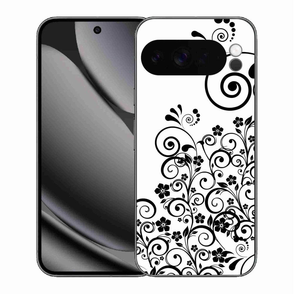 Gélový kryt mmCase na Google Pixel 10 Pro XL - čiernobiele kvetinové vzory