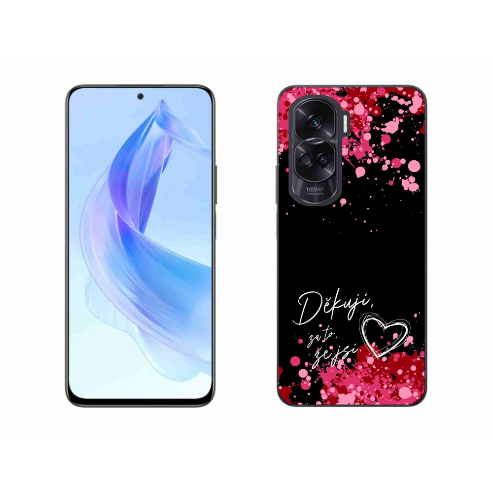 Gélový kryt mmCase na Honor 90 Lite - zamilovaný text 2 čierne pozadie