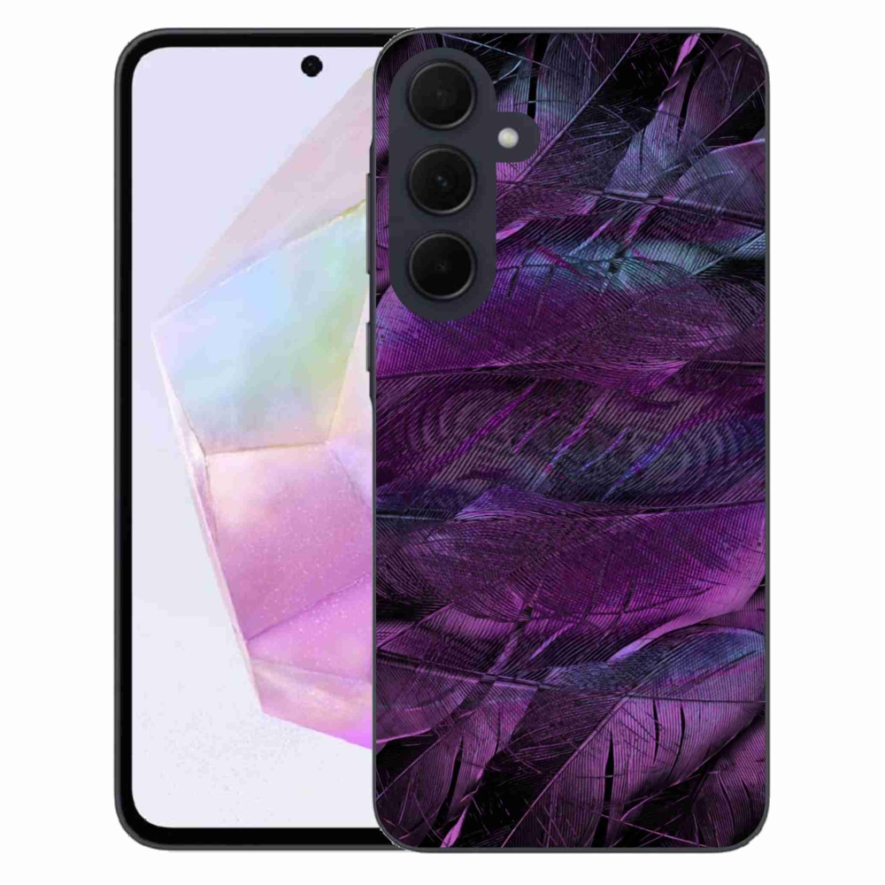 Gélový kryt mmCase na Samsung Galaxy A35 5G - fialové pierka