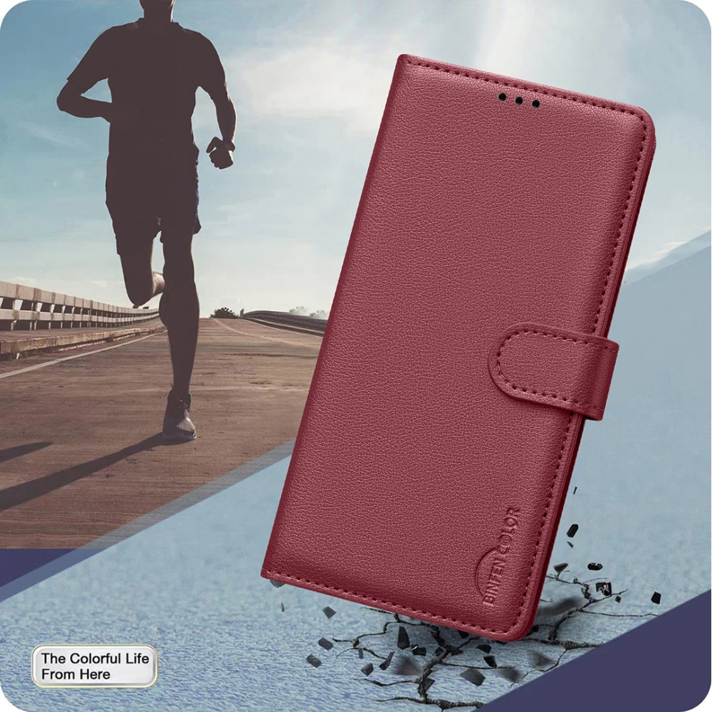 BINFEN knižkové púzdro na Xiaomi Redmi 15 5G (169mm) - červené