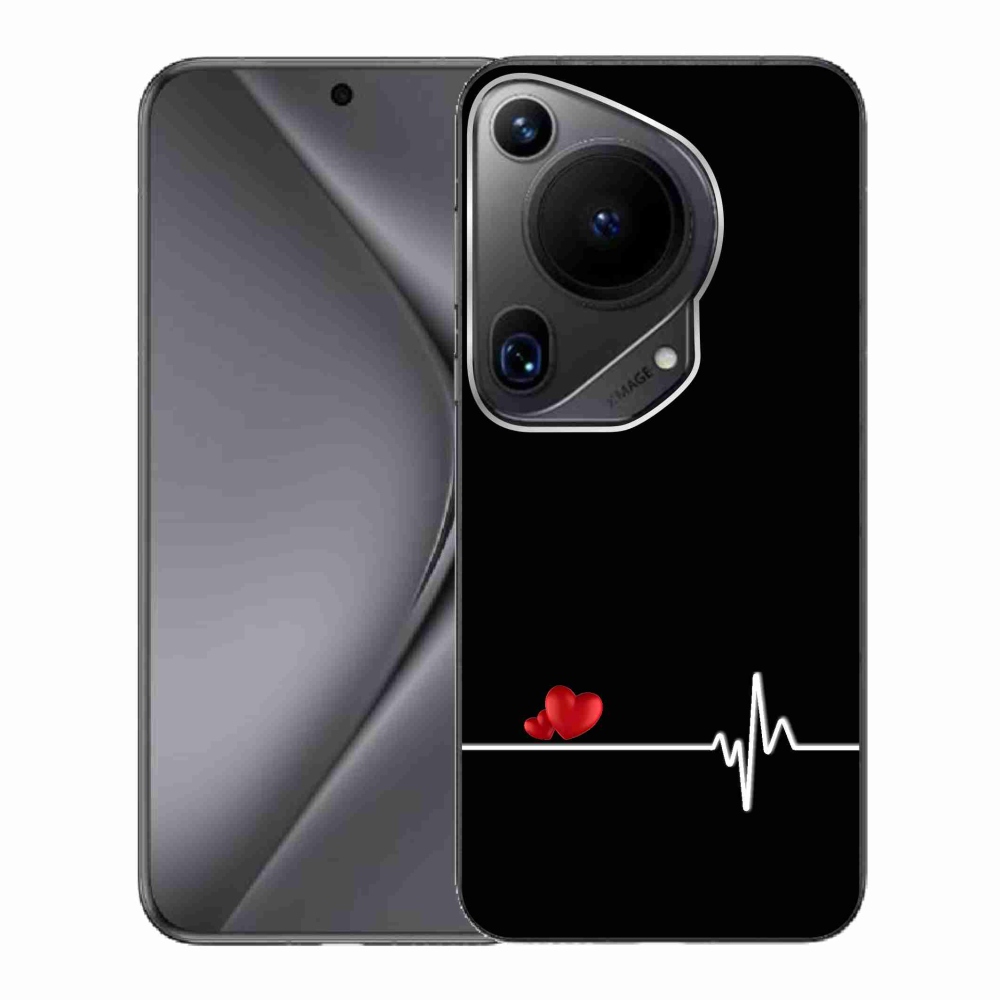 Gélový kryt mmCase na Huawei Pura 70 Ultra - srdce a tep čierne pozadie
