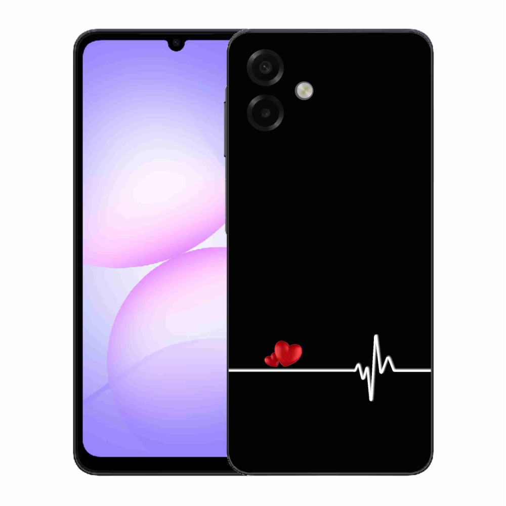 Gélový kryt mmCase na Samsung Galaxy A07 4G - srdce a tep čierne pozadie