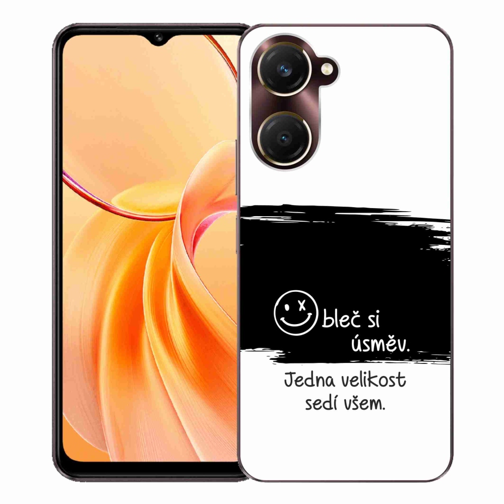 Gélový kryt mmCase na Vivo Y28s 5G - vtipný text 8 čiernobiele pozadie