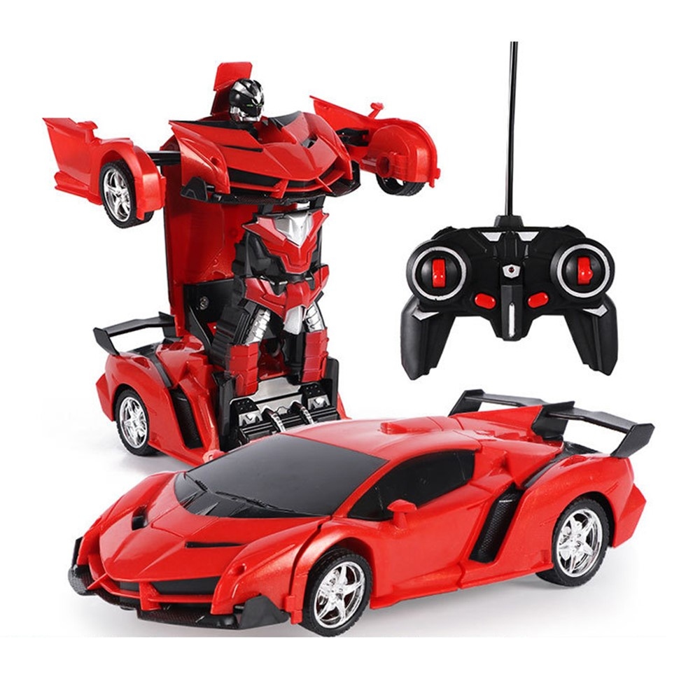 RC transformačné auto 2v1 auto a robot - červené