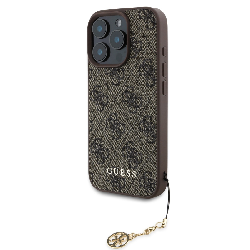 Guess 4G Charm Zadný Kryt pre iPhone 16 Pro Tone on Tone Brown