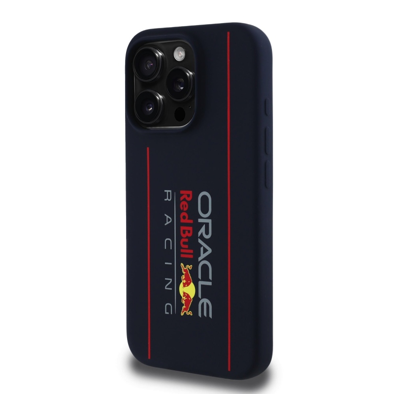 Red Bull Silicone Vertical Logo MagSafe Zadný Kryt pre iPhone 15 Pro Navy