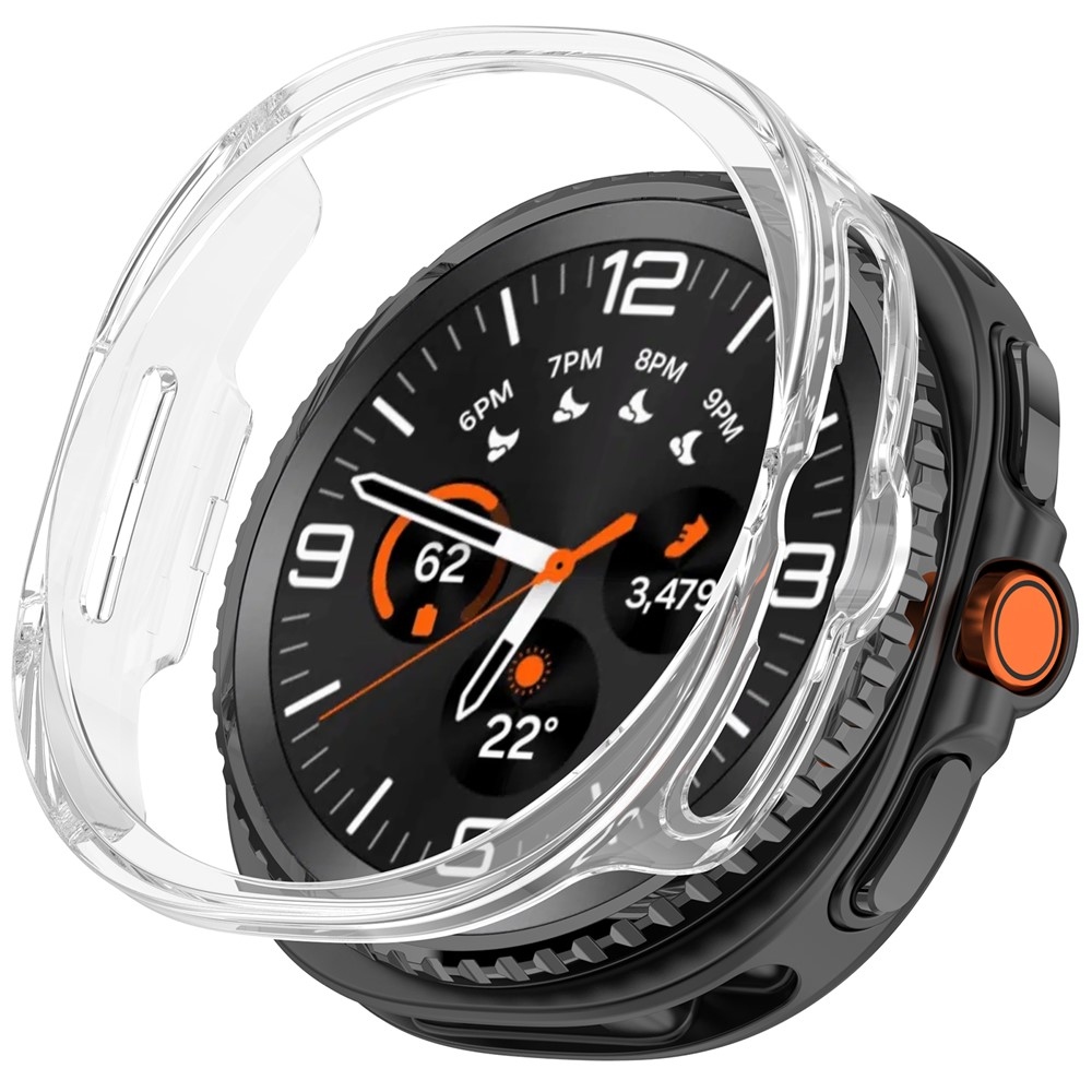 Half plastové nasadzovacie púzdro na Samsung Galaxy Watch8 Classic 46mm - priehľadné