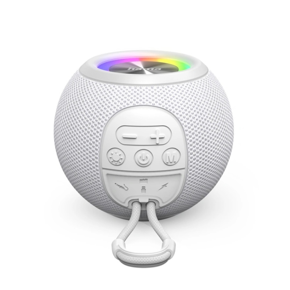 Hama Ball Bluetooth reproduktor 5 W, LED podsvietenie, USB-A, microSD slot - biely