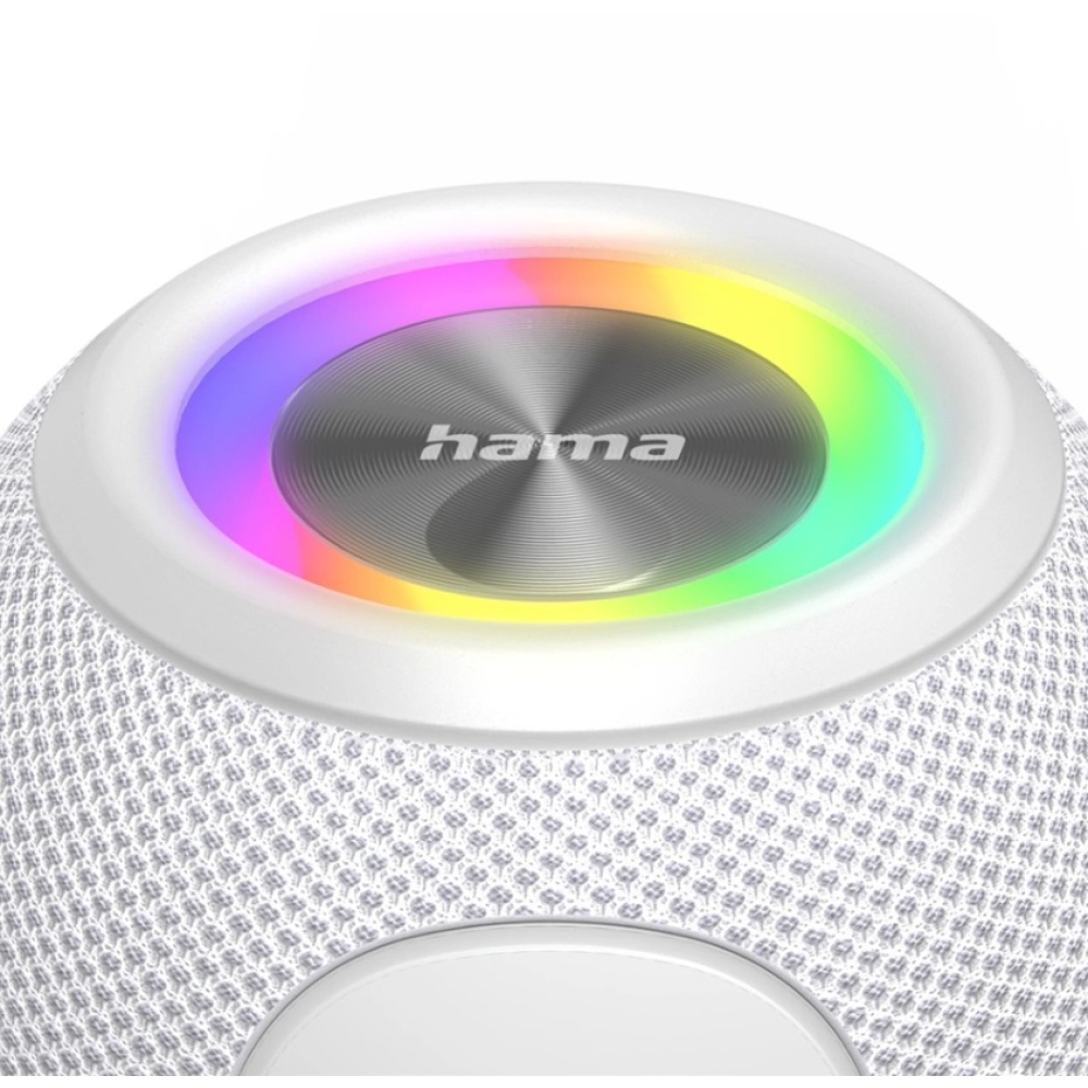 Hama Ball Bluetooth reproduktor 5 W, LED podsvietenie, USB-A, microSD slot - biely
