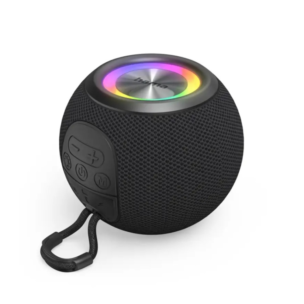 Hama Ball Bluetooth reproduktor 5 W, LED podsvietenie, USB-A, microSD slot - čierny