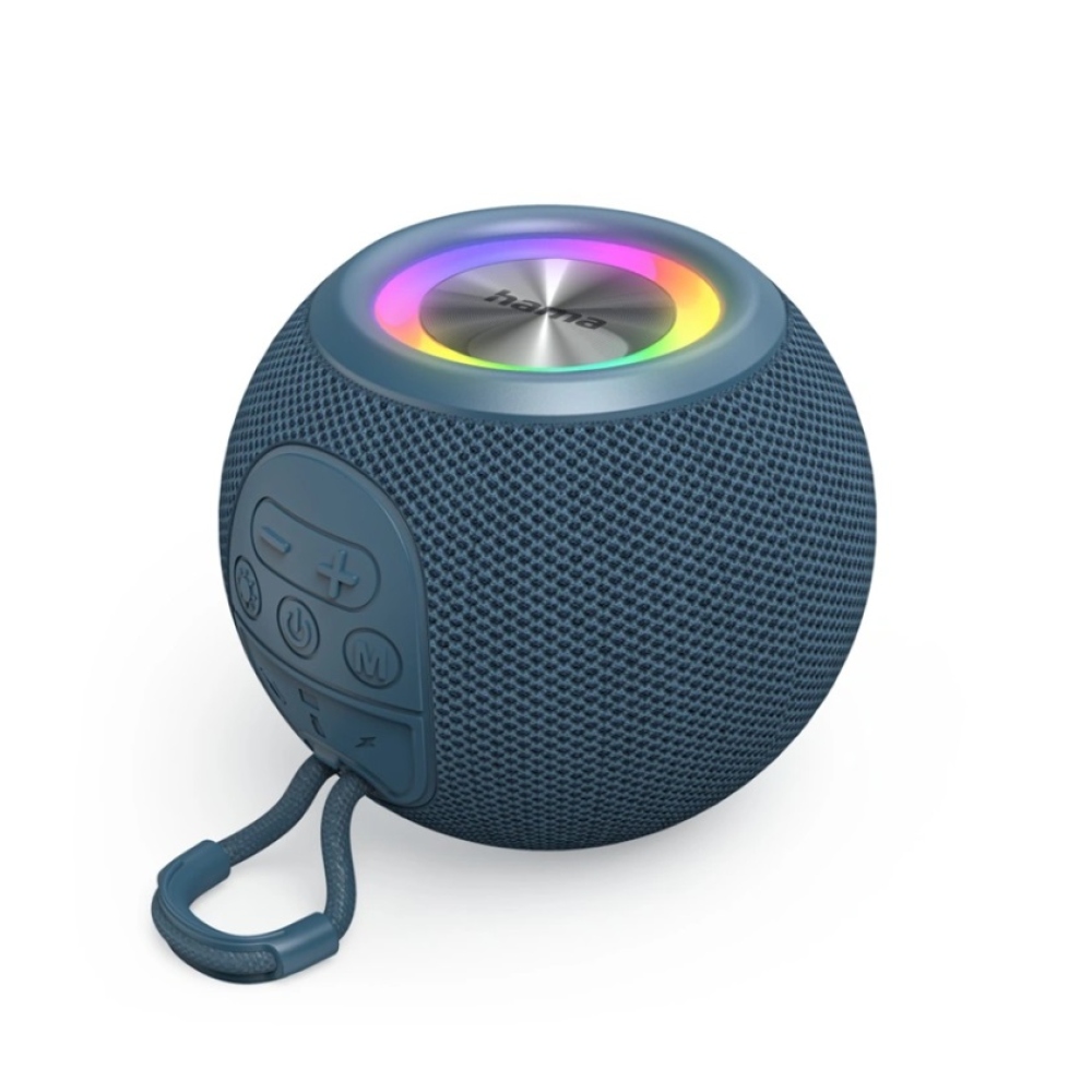Hama Ball Bluetooth reproduktor 5 W, LED podsvietenie, USB-A, microSD slot - modrý