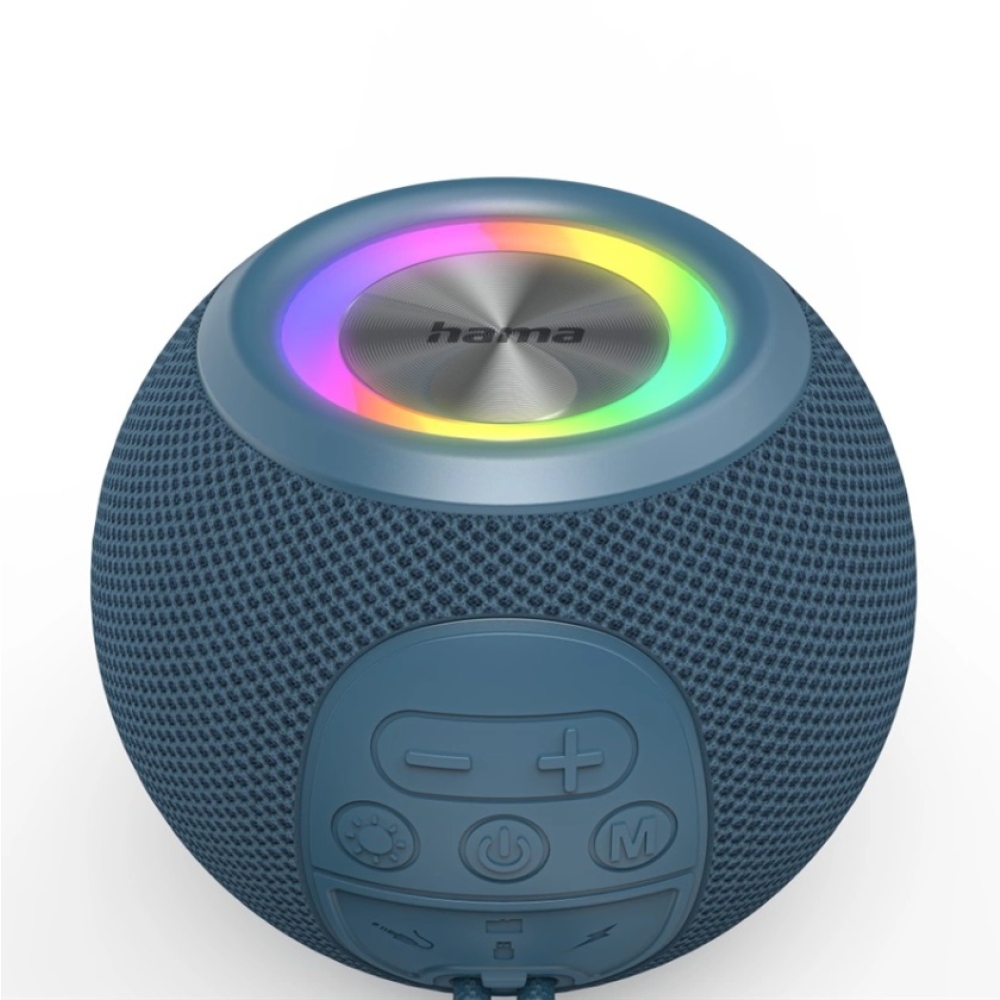 Hama Ball Bluetooth reproduktor 5 W, LED podsvietenie, USB-A, microSD slot - modrý
