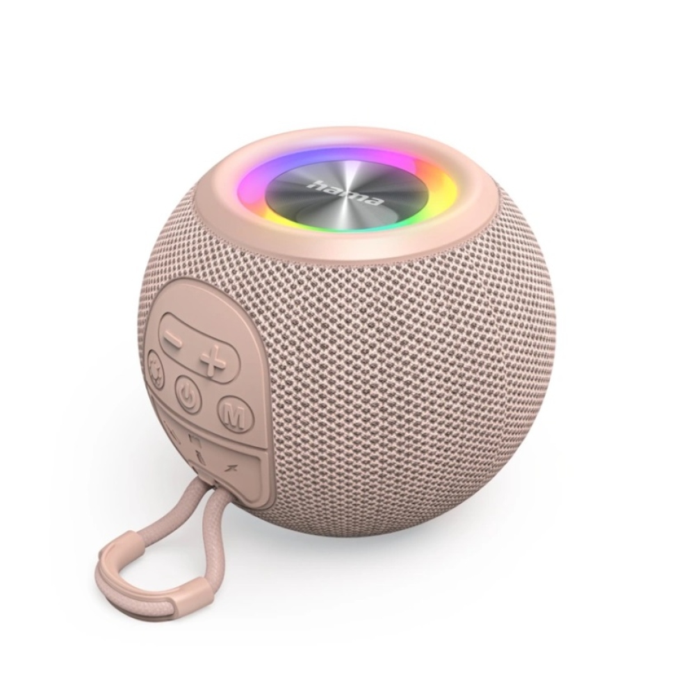 Hama Ball Bluetooth reproduktor 5 W, LED podsvietenie, USB-A, microSD slot - ružový