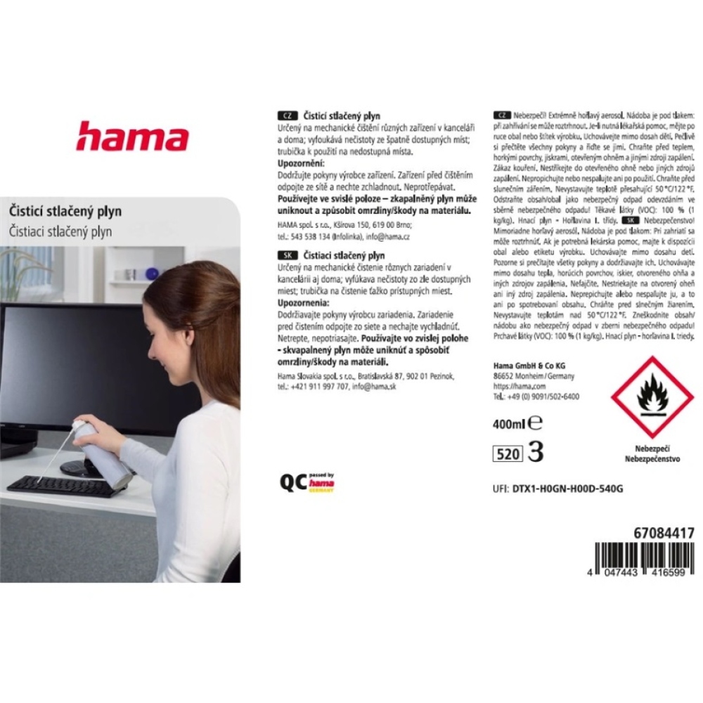 Hama stlačený čistiaci plyn 400 ml
