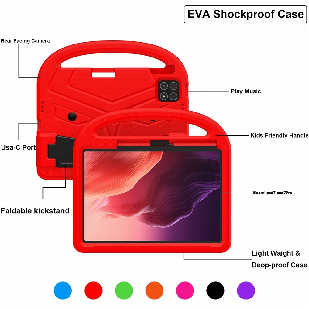 Handle EVA odolné púzdro s úchytom na tablet Xiaomi Pad 8/8 Pro/7/7 Pro - červené