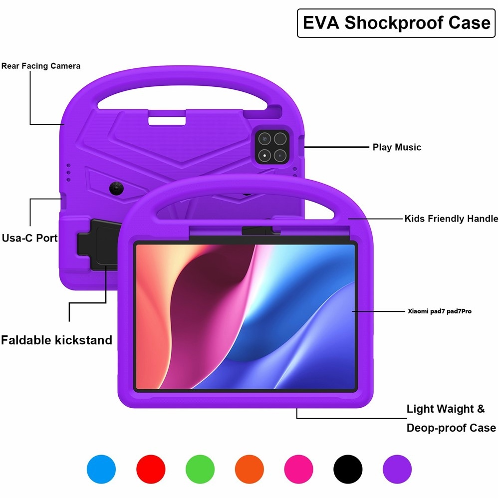 Handle EVA odolné púzdro s úchytom na tablet Xiaomi Pad 8/8 Pro/7/7 Pro - fialové