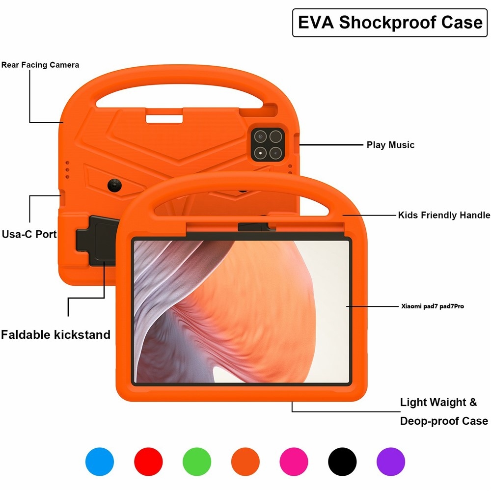 Handle EVA odolné púzdro s úchytom na tablet Xiaomi Pad 8/8 Pro/7/7 Pro - oranžové
