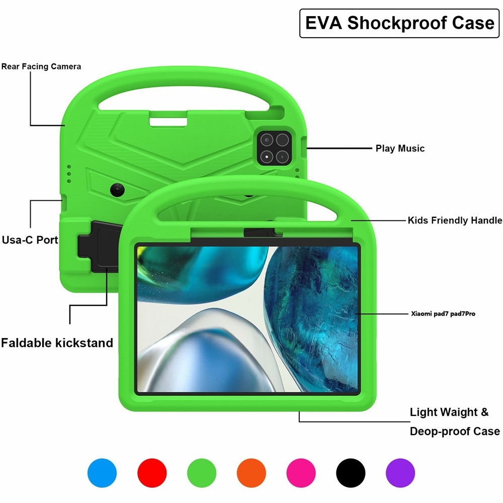 Handle EVA odolné púzdro s úchytom na tablet Xiaomi Pad 8/8 Pro/7/7 Pro - zelené