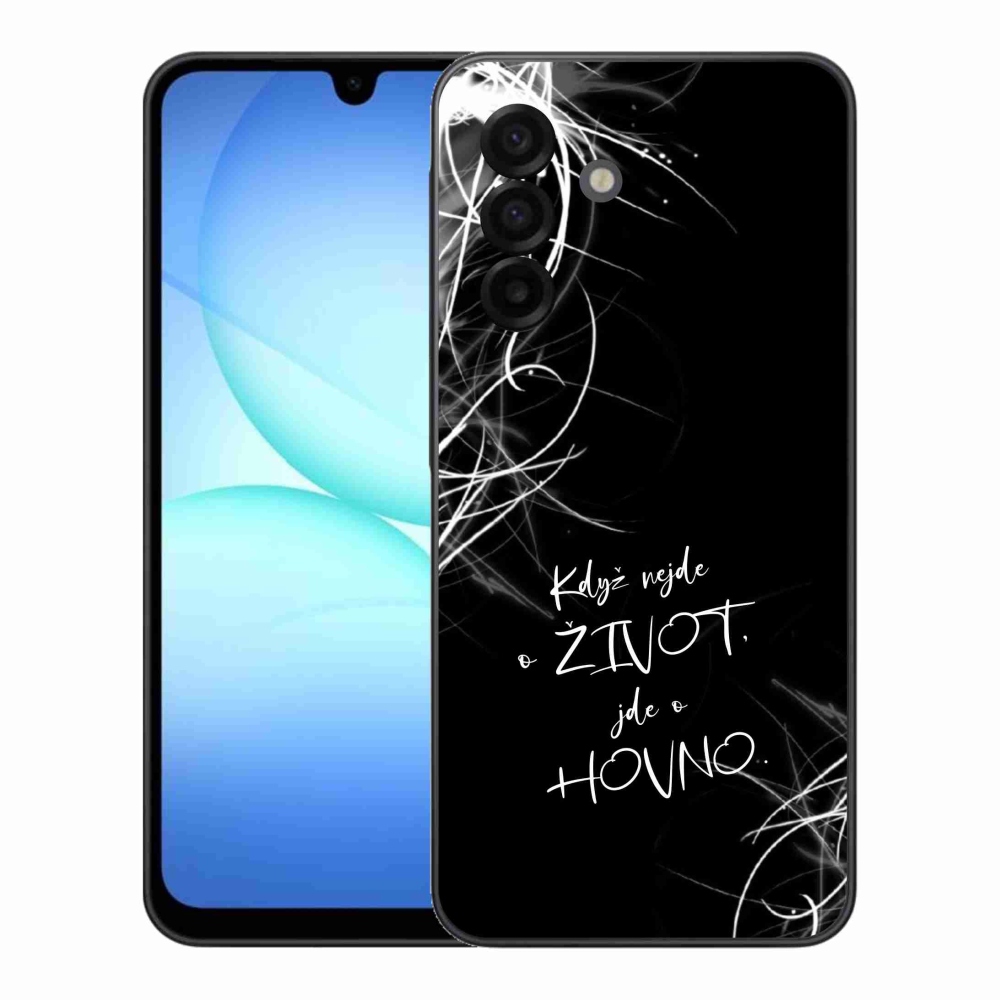 Gélový kryt mmCase na Samsung Galaxy A17 4G/5G - vtipný text 16 čierne pozadie