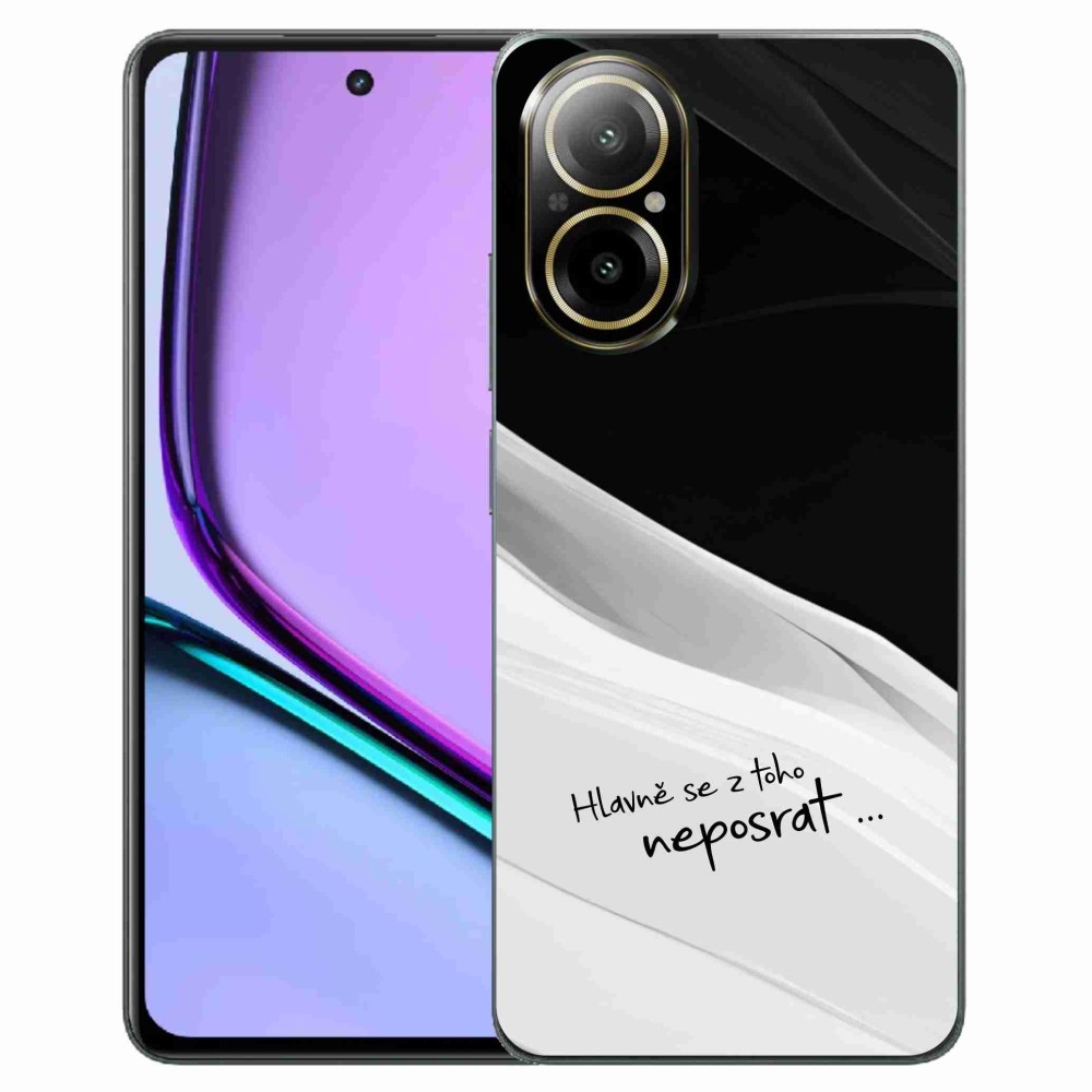 Gélový kryt mmCase na Realme C67 - vtipný text 13 bieločierne pozadie