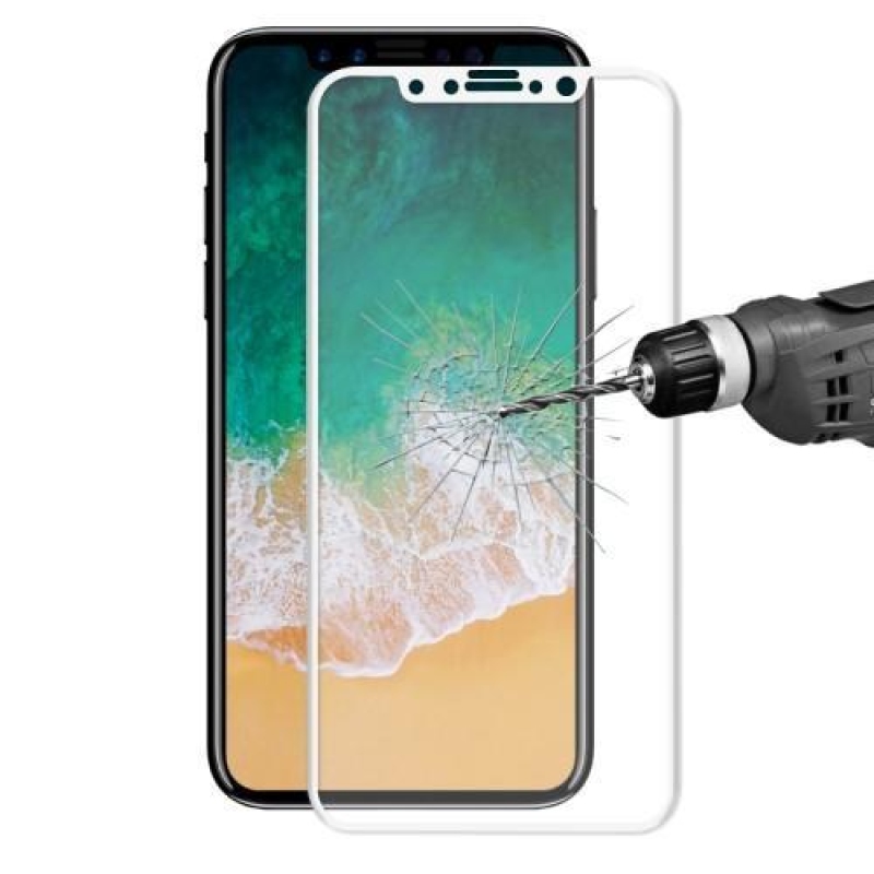 HAT celoplošné tvrdené sklo na mobil iPhone X - biely rámček