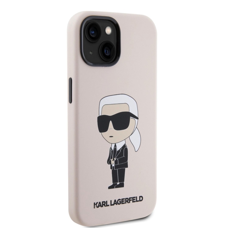 Karl Lagerfeld Liquid Silicone Ikonik NFT Zadný Kryt pre iPhone 15 Pink