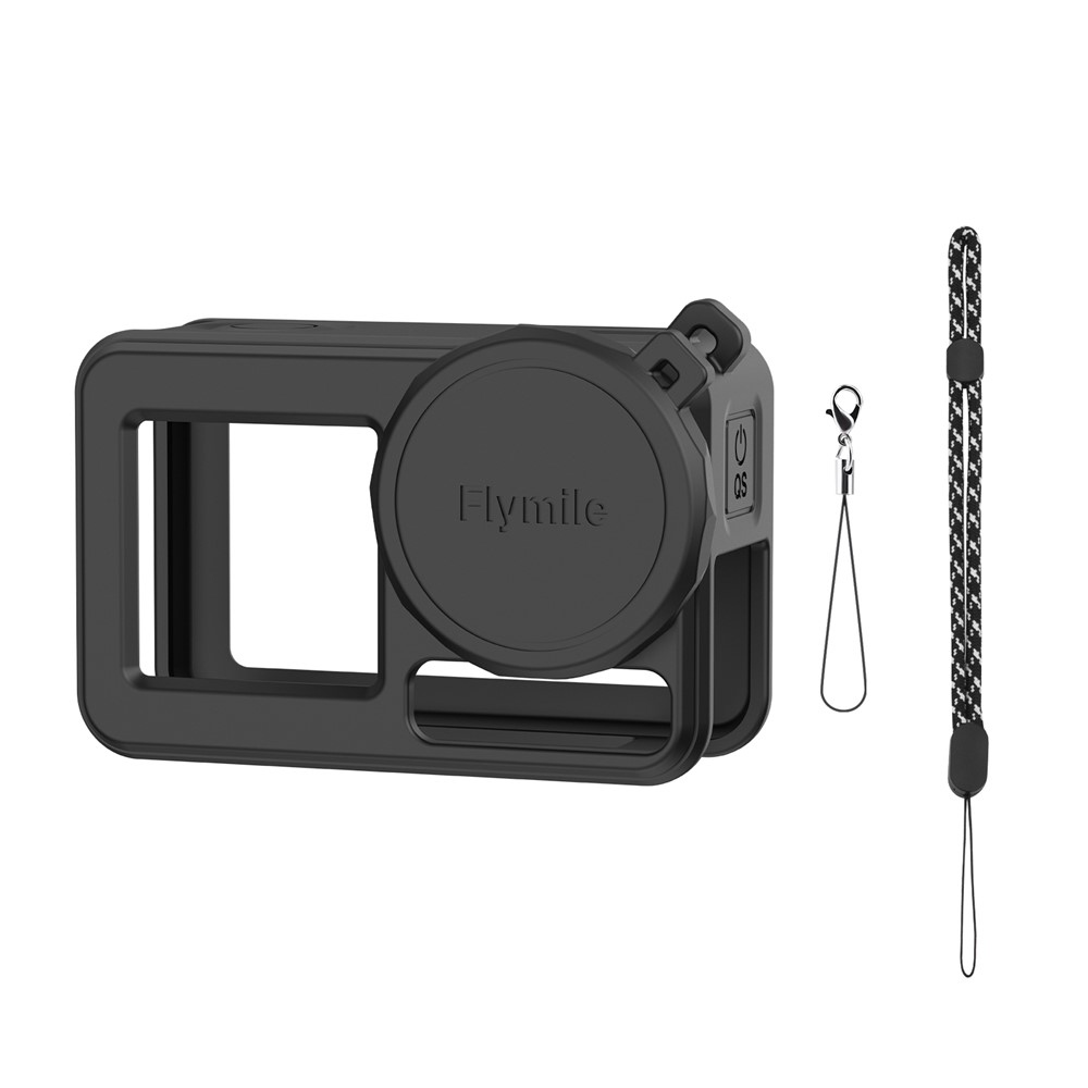 FLYMILE silikónový ochranný obal s krytkou objektívu pre DJI Osmo Action 5 Pro - čierny