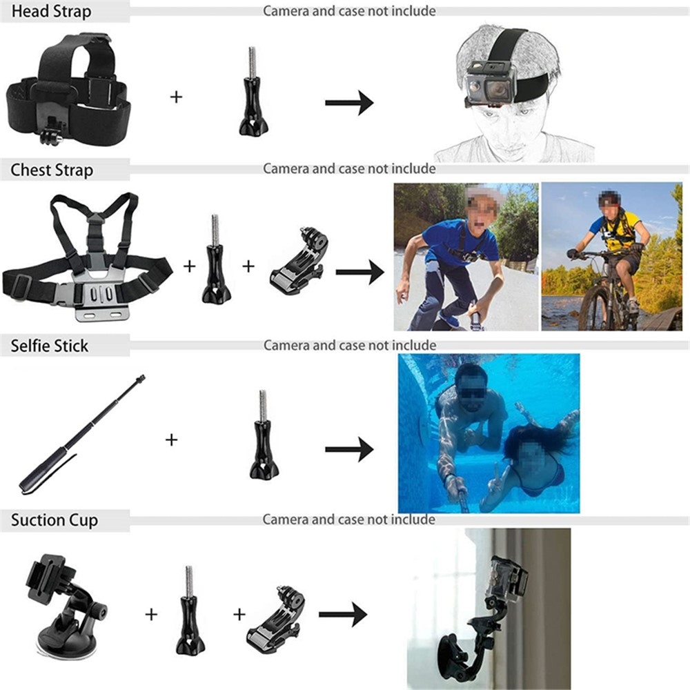 54v1 sada príslušenstva pre GoPro Hero 12/11/10/9 s vodotesným puzdrom