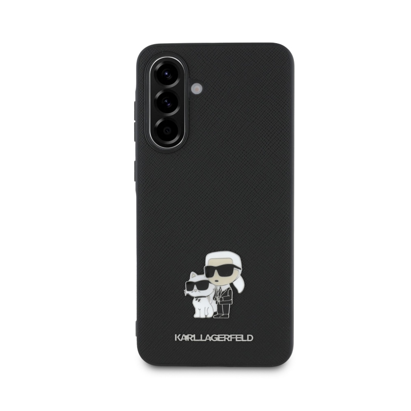Karl Lagerfeld PU Saffiano Metal Karl and Choupette Zadný Kryt pre Samsung Galaxy A56 Black