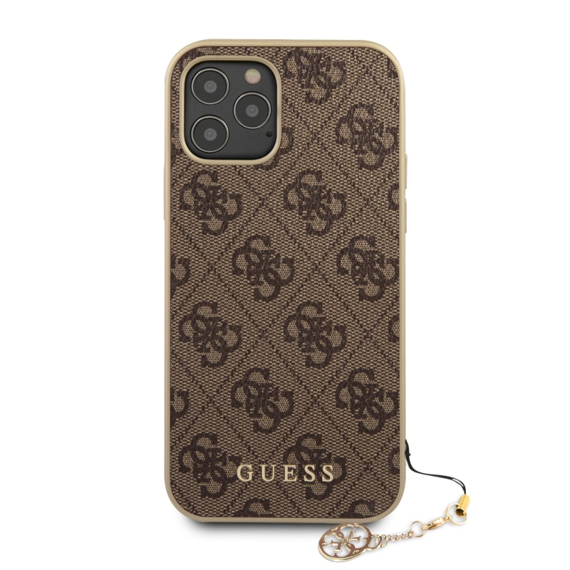 Guess 4G Charms Zadný Kryt pre iPhone 12 Pro Max 6.7 Brown