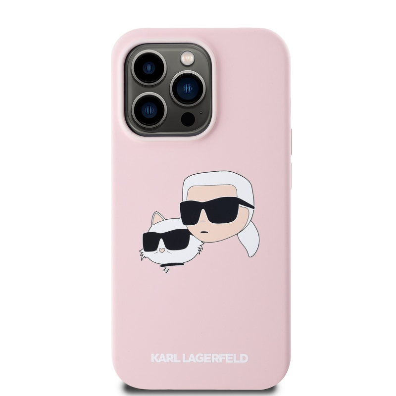 Karl Lagerfeld Liquid Silicone Double Heads Magsafe Zadný Kryt pre iPhone 14 Pro Pink