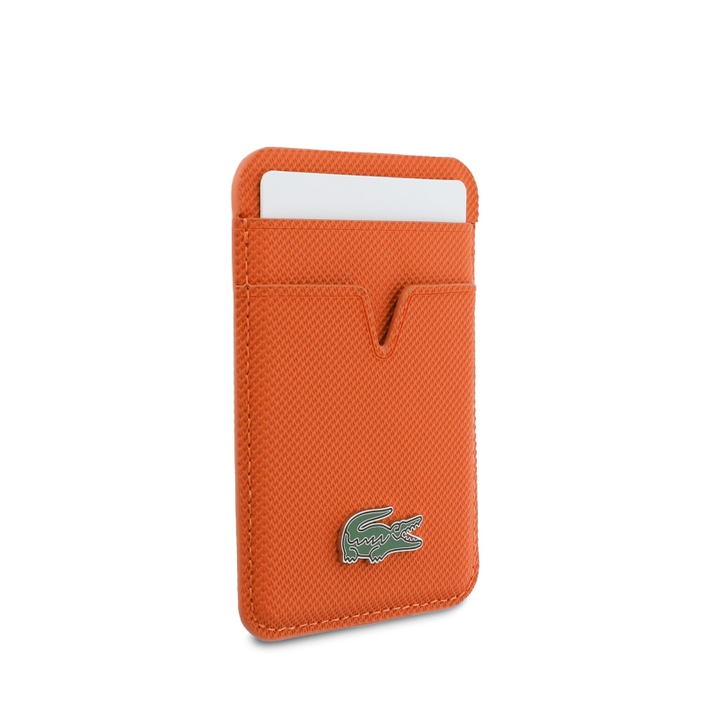 Lacoste PU Iconic Petit Pique MagSafe peňaženka Orange