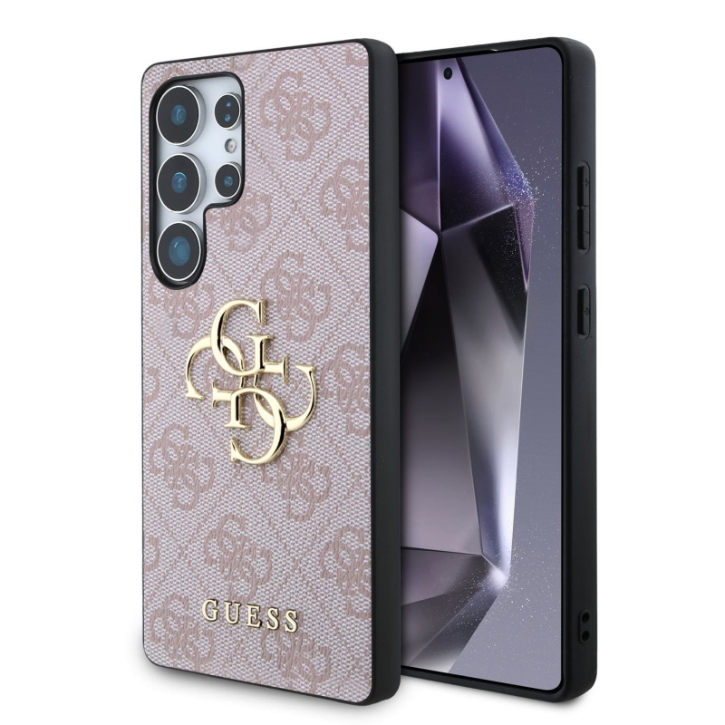 Guess PU 4G Metal Logo Zadný Kryt pre Samsung Galaxy S25 Ultra Pink