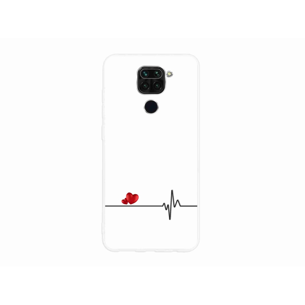Gélový kryt mmCase na Xiaomi Redmi Note 9 - srdce a tep biele pozadie