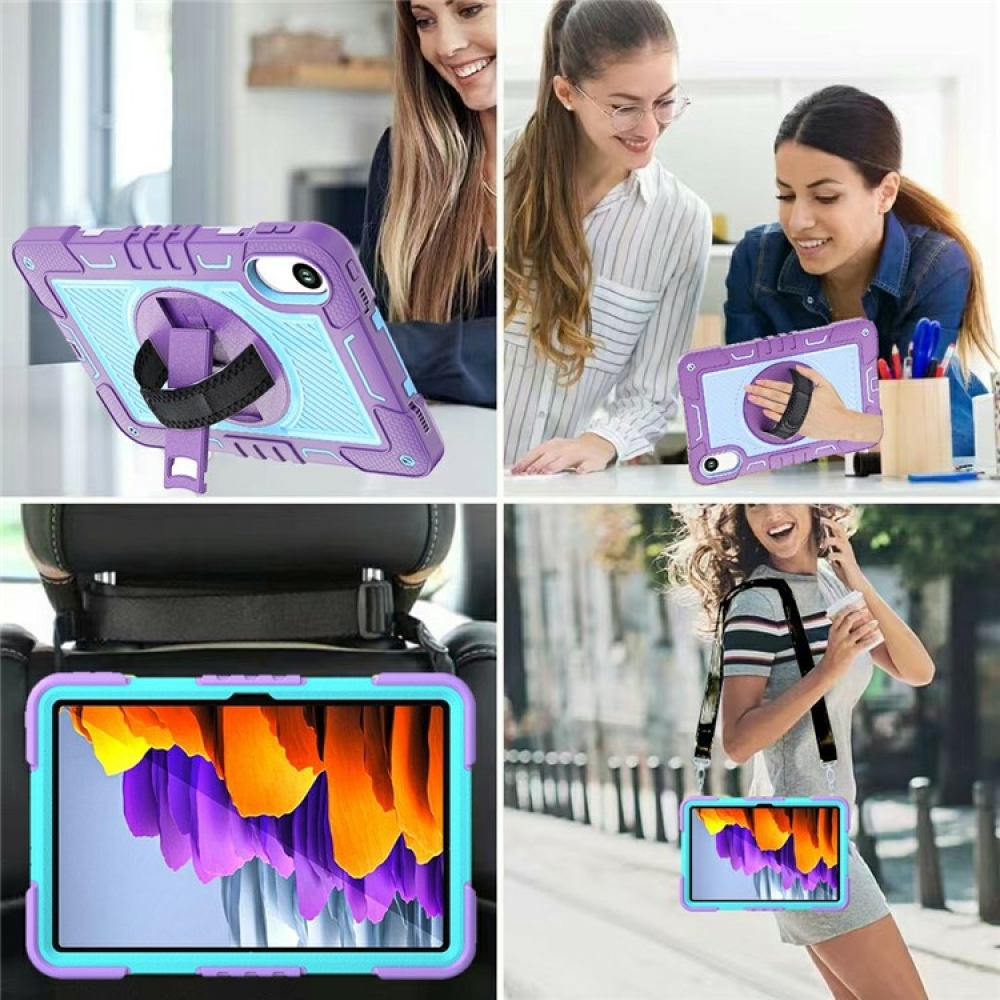 Strape odolný kryt s úchopom na ruku a popruhom na Xiaomi Redmi Pad 2 - fialový/modrozelený