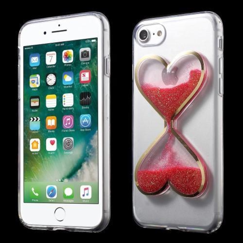 Heart presýpacie gélový obal na iPhone 8 a iPhone 7 - červený