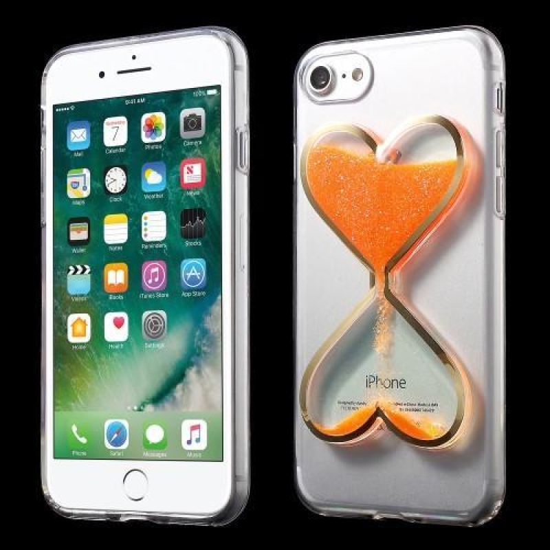 Heart presýpacie gélový obal na iPhone 8 a iPhone 7 - oranžový